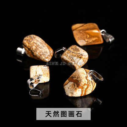 Amethyst rough stone square pendant.