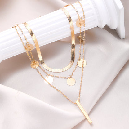 Small disc personality tassel long pendant necklace