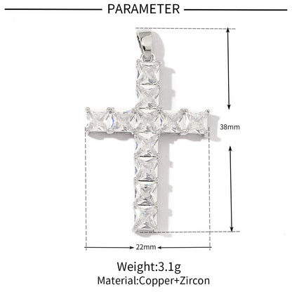 Square zircon cross necklace pendant.