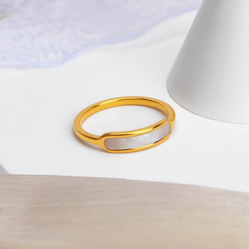 Titanium Steel White Shell Ring