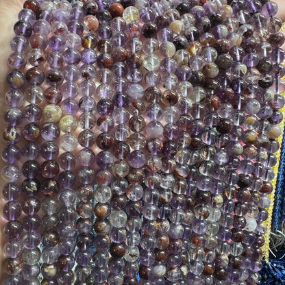 6-10mm natural purple ghost crystal beads