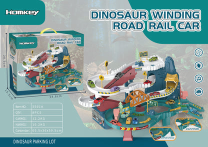 Dinosaur Mountain Track Car Adventure Aparcamiento Juguete para niños de 3 a 4 años 