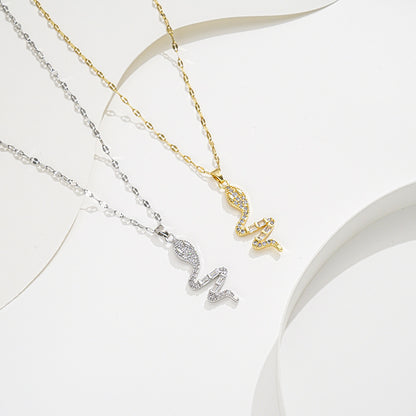 Collar de serpiente animal de moda con colgante de corazón de circón al por mayor 