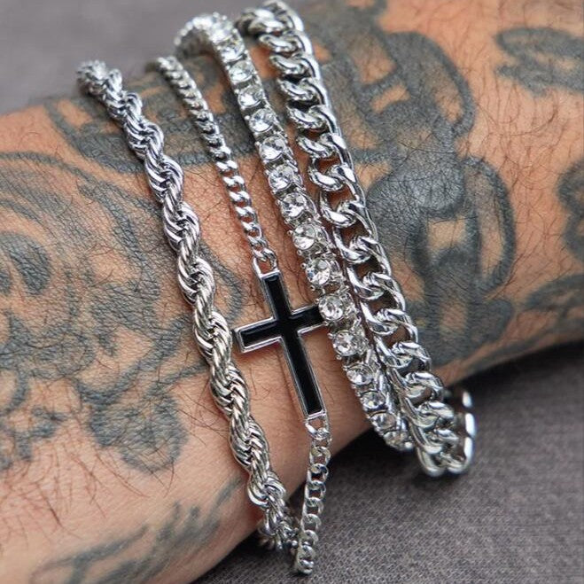 Zircon Cross Bracelet Set