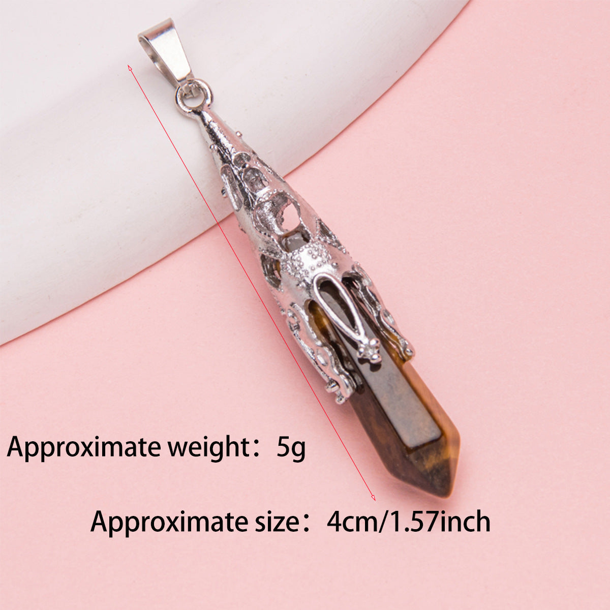 Crystal Agate Hexagonal Pyramid Pendulum Pendant