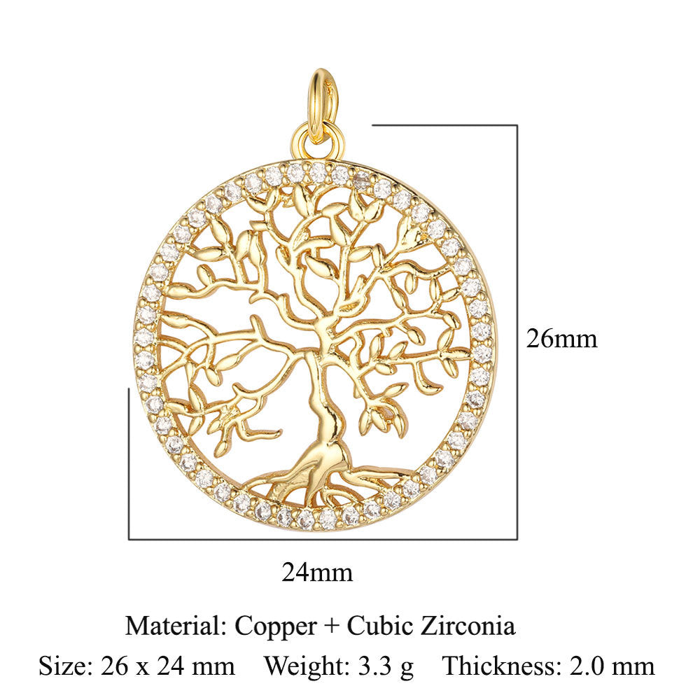 Color zirconium copper micro-inlaid zircon necklace pendant