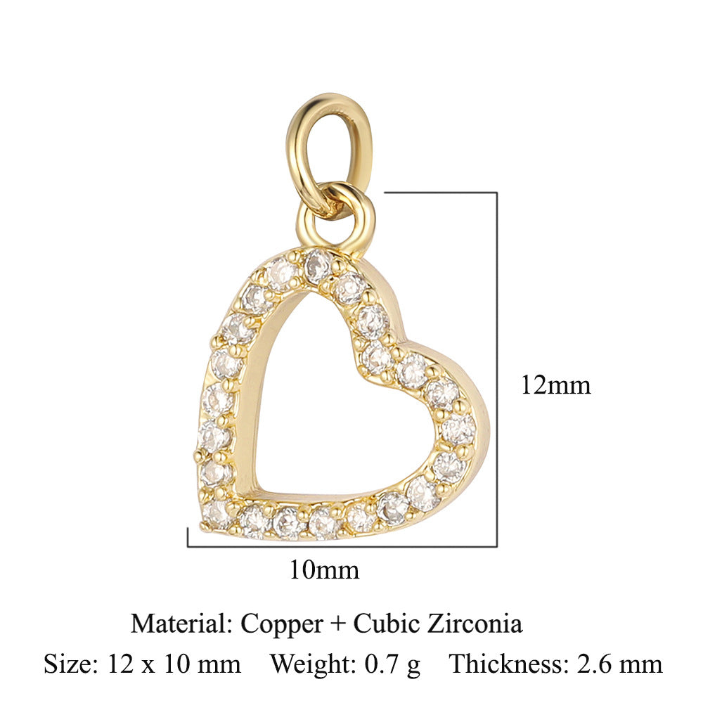 Colgante de cobre y circonita con forma de llave y candado en forma de corazón de melocotón 