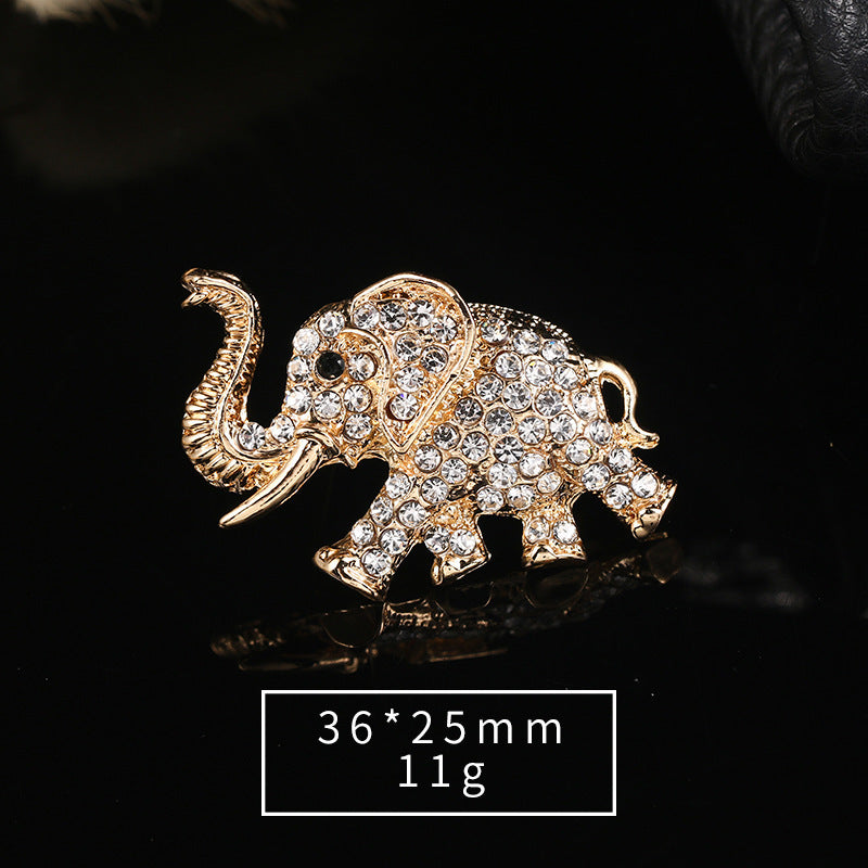 Enamel Oil Drop Diamond Elephant Brooch