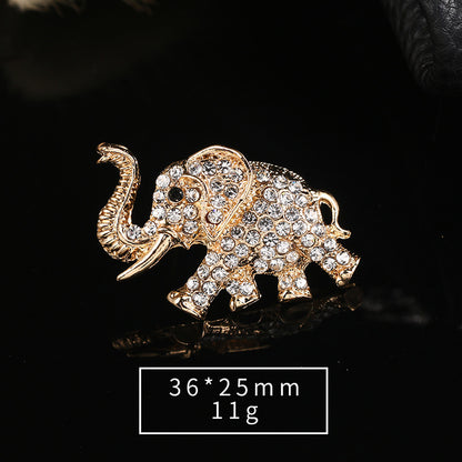 Enamel Oil Drop Diamond Elephant Brooch