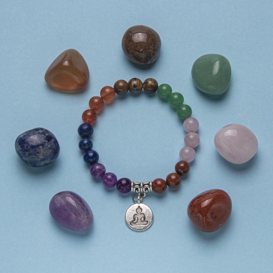 7 veias combinação de pedra natural yoga pulseira ornamentos caixa de presente de jóias 