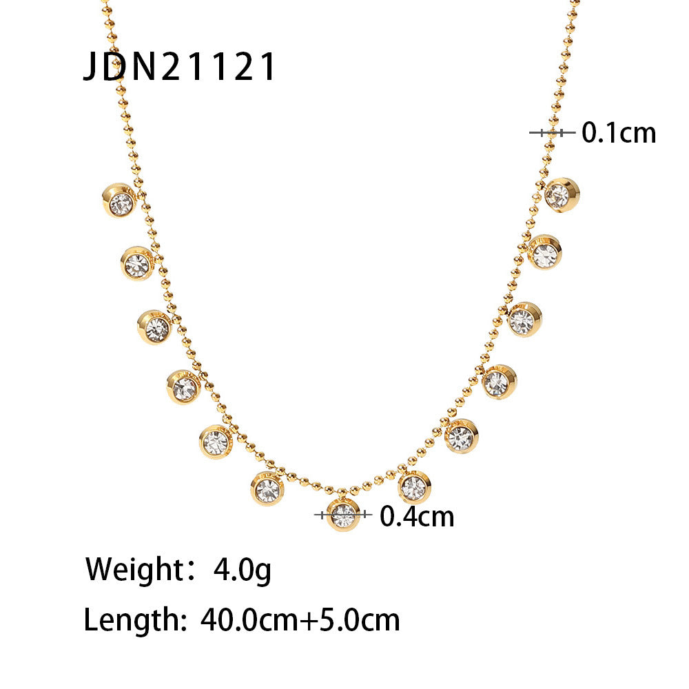 Collar de acero inoxidable con circonitas blancas 