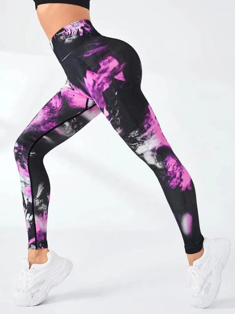 Pantalones deportivos sin costuras con efecto tie-dye 