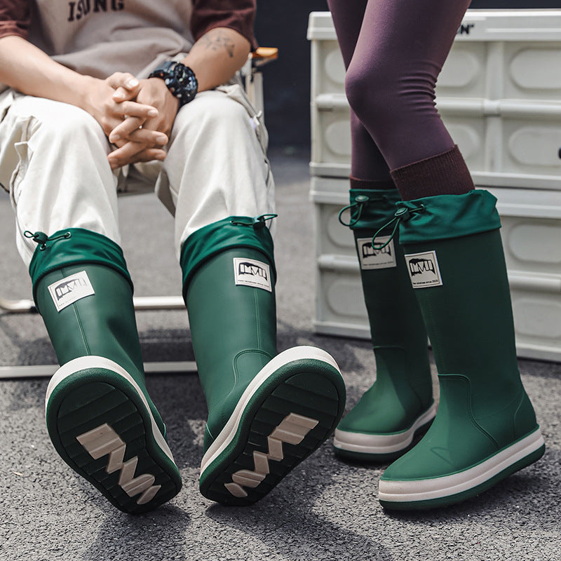 High tube rain shoes men's adult fashion