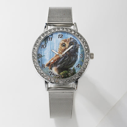 Owl Watch Rhinestone Jewelry Set
