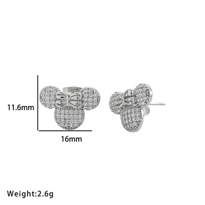 Conjunto de joias de mouse fofo em aço titânio 