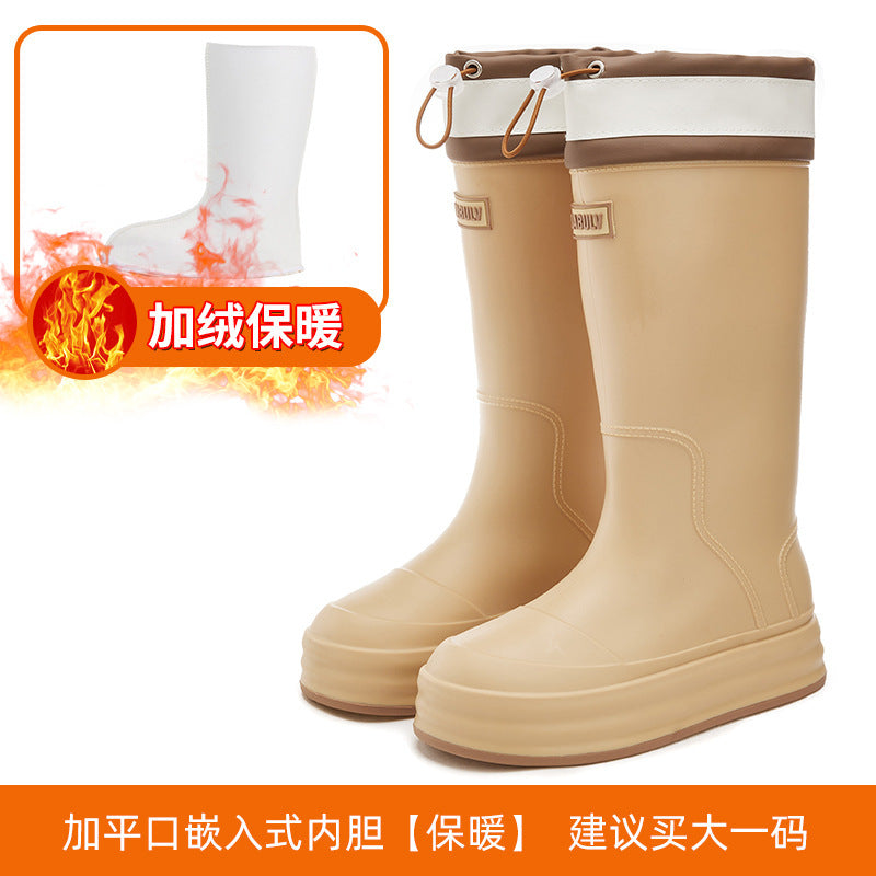 thick-soled medium and long tube rubber shoes