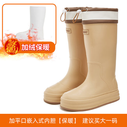 thick-soled medium and long tube rubber shoes
