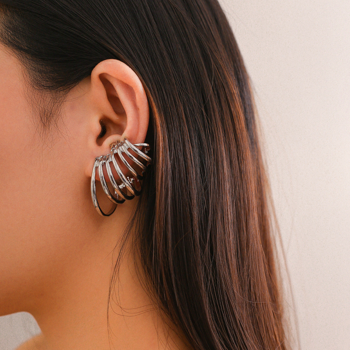 Ear clips Fan iron ring earrings