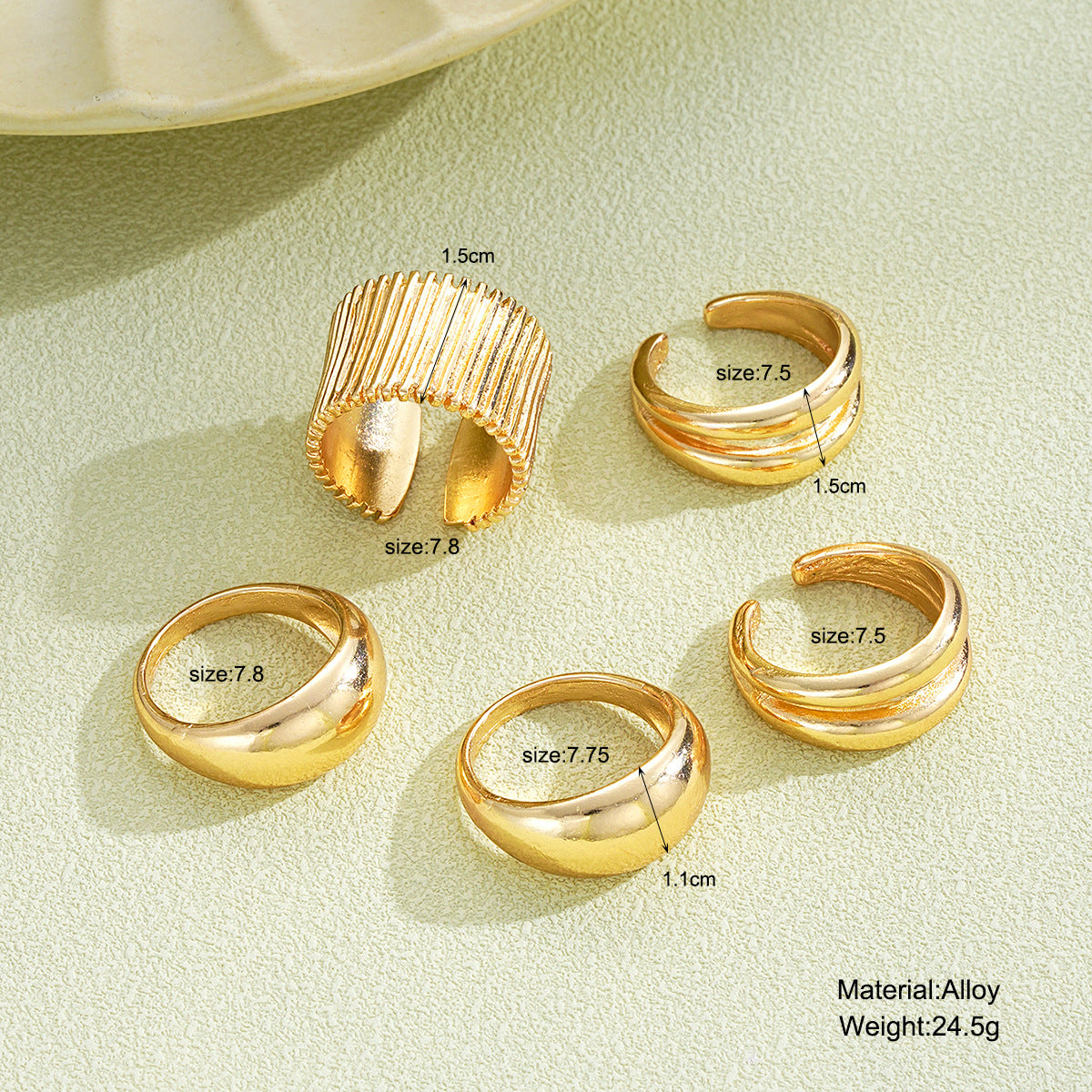 Irregular Geometric Ring Set (5-Piece)