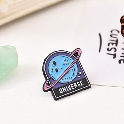 Astronaut Earth Rocket Brooch