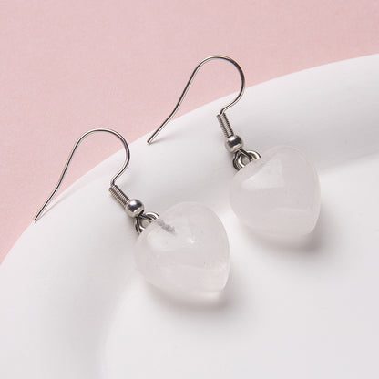 Brincos de coração de cristal em aço inoxidável 