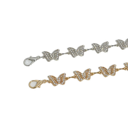 Butterfly rhinestone inlaid decorative metal chain