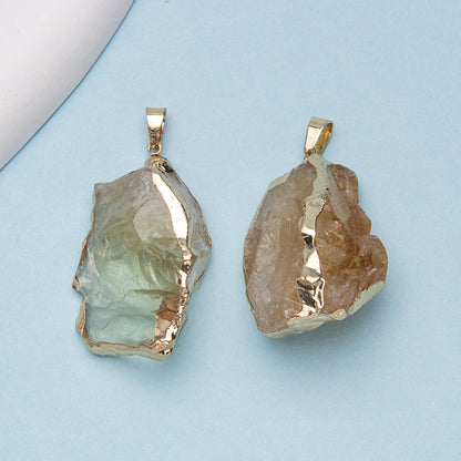 Crystal amorphous bezel rough stone pendant