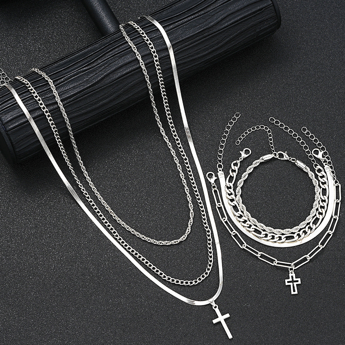 Cross Bracelet & Necklace Set