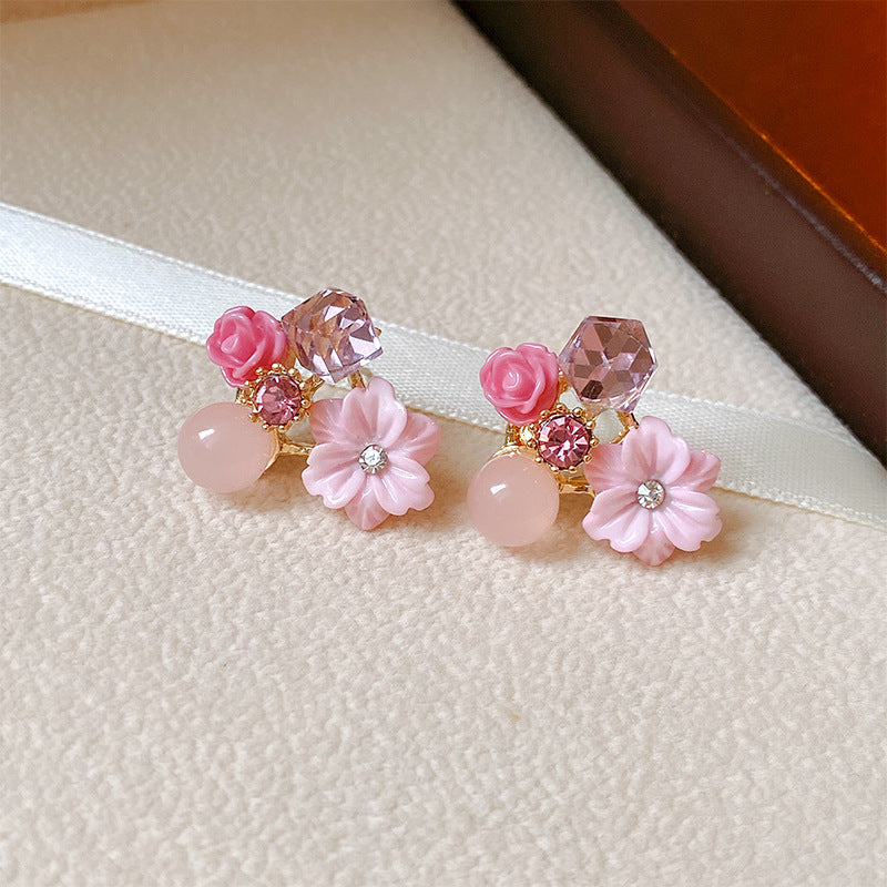 Pendientes de flores de cristal morado 