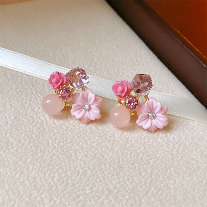 Pendientes de flores de cristal morado 