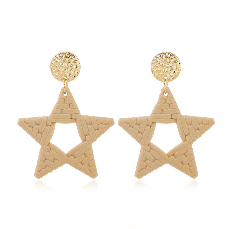 Double round love pentagram acrylic earrings