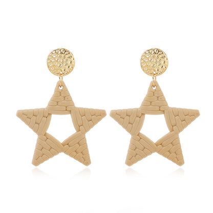 Double round love pentagram acrylic earrings