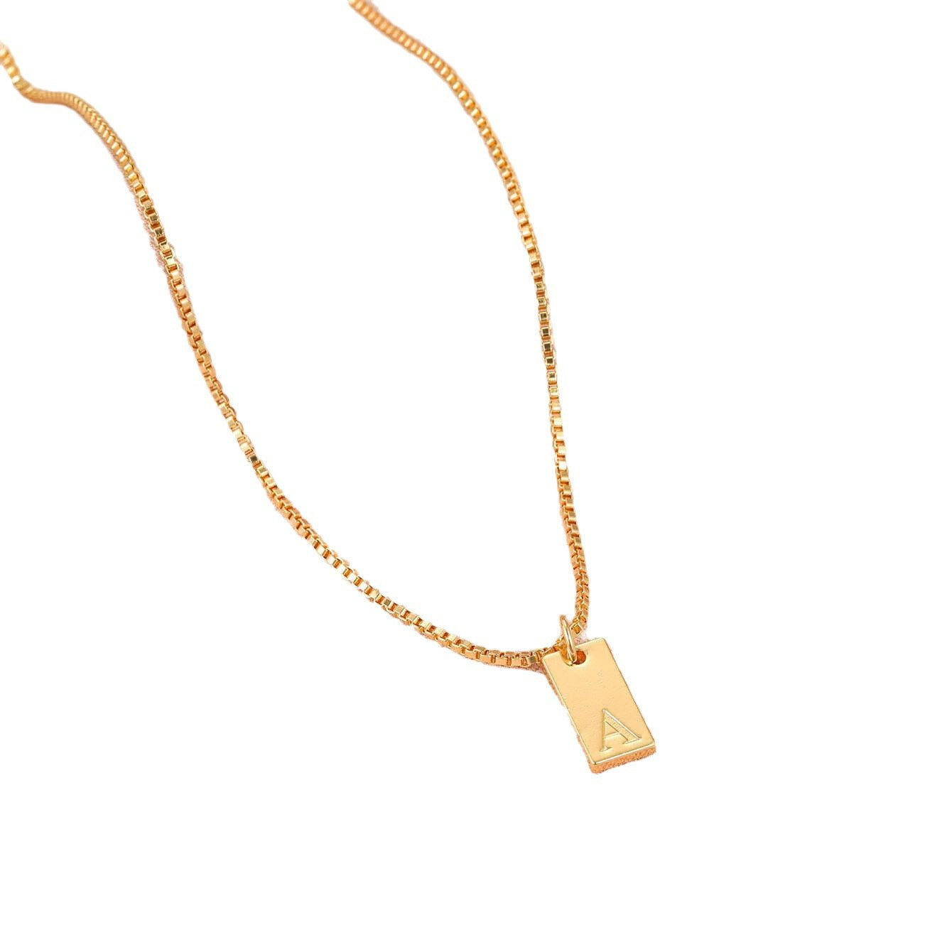Box Chain Initial Necklace