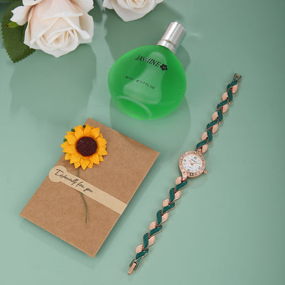 Diamond Quartz Watch Perfume Greeting Card 3-piece Set