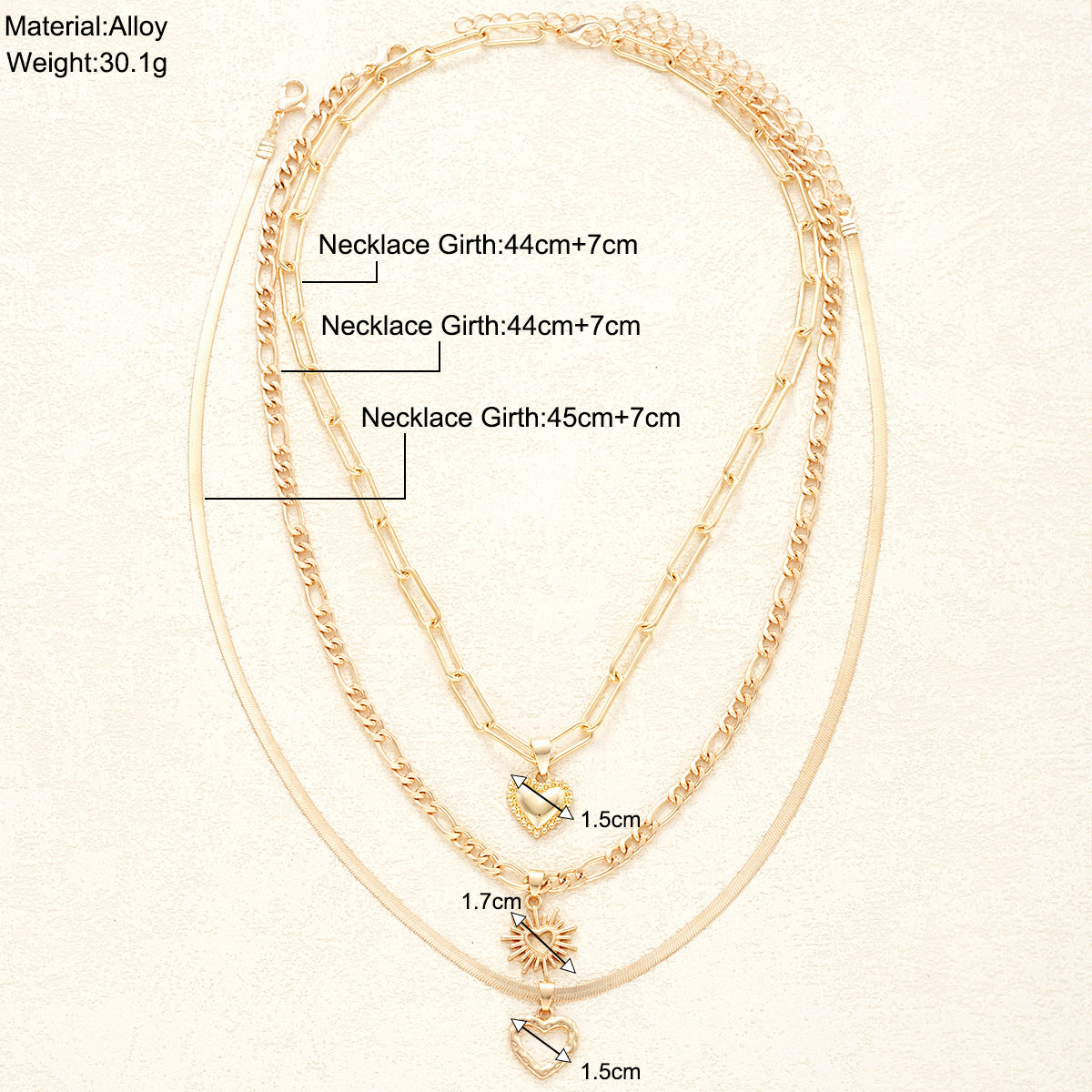 Cuban Heart Layered Necklace