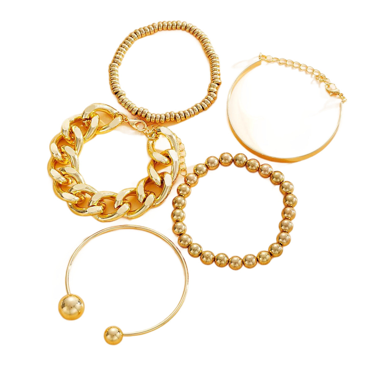 5-Piece Thick Chain Bracelet Set