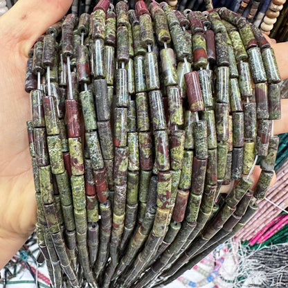 4*13MM natural stone crystal cylindrical spacer beads