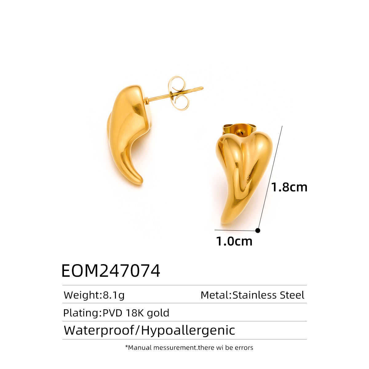 18K Gold Titanium Steel Hollow Geometric Statement Earrings