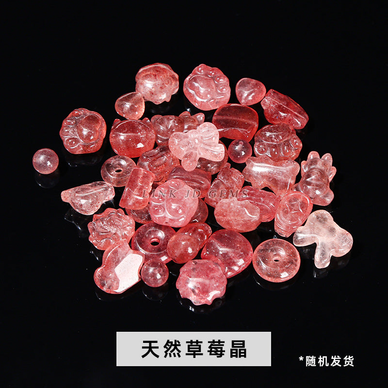 Crystal silver obsidian Hetian jade carving loose beads