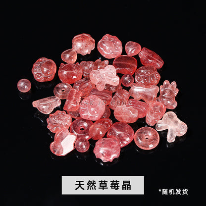 Crystal silver obsidian Hetian jade carving loose beads