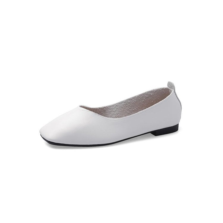 Square head flat sole small single shoes