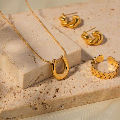 18K Gold Titanium Steel Pendant Necklace