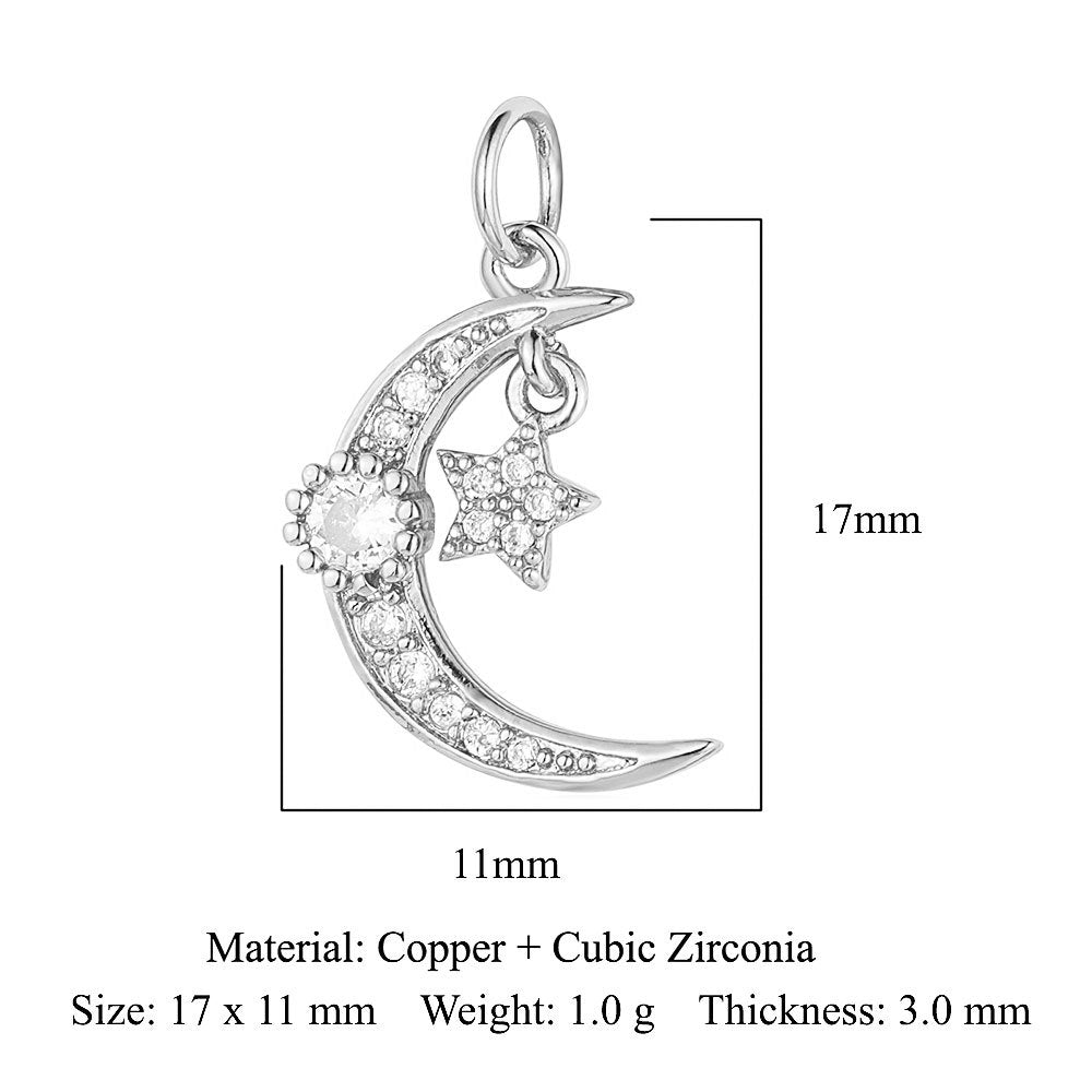 Colgante de cobre y circonita con forma de estrella y sol 