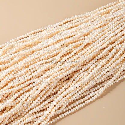 3-3.5 mm natural freshwater pearl thread oval loose beads
