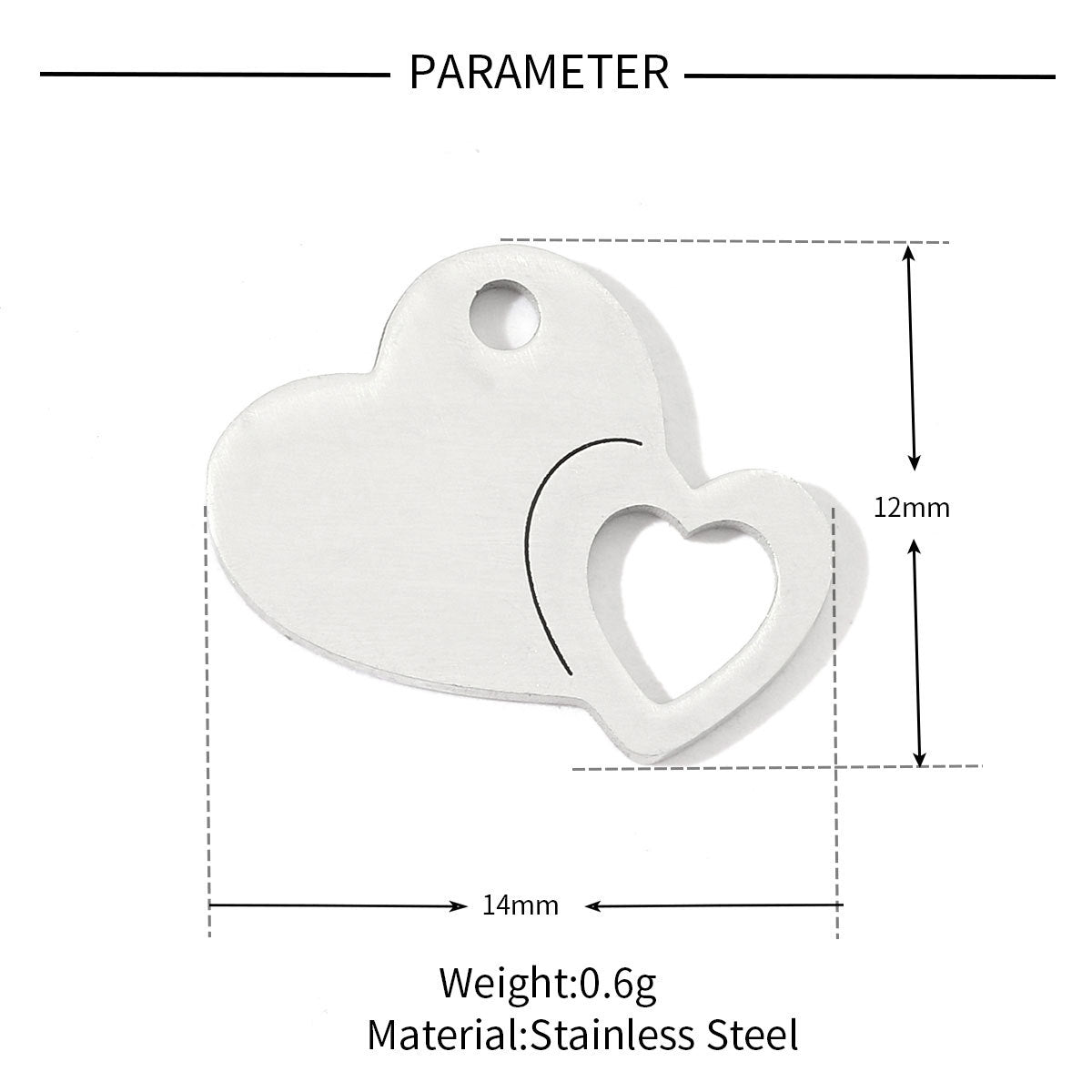 20 pcs/pack love star round titanium steel DIY pendant