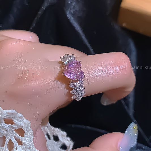 Pink Zircon Love Open Ring