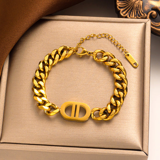 Collar de mujer con cadena cubana que no se decolora de acero titanio 