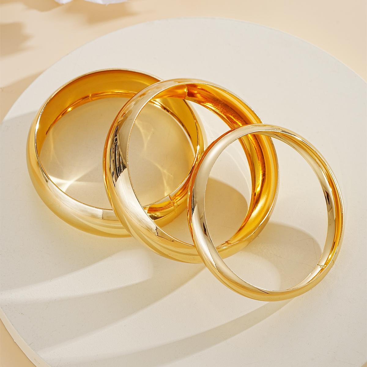 Metal Landscape Wide Bracelet Set (3pc)