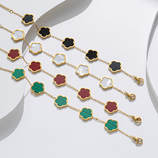 Pulseira em madrepérola dourada em aço titânio - elegante 