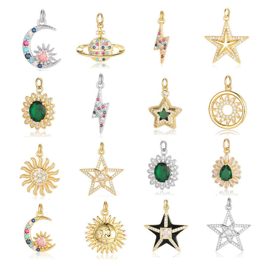 Accesorios de joyería con colgante de circonita y cobre con forma de pentagrama 